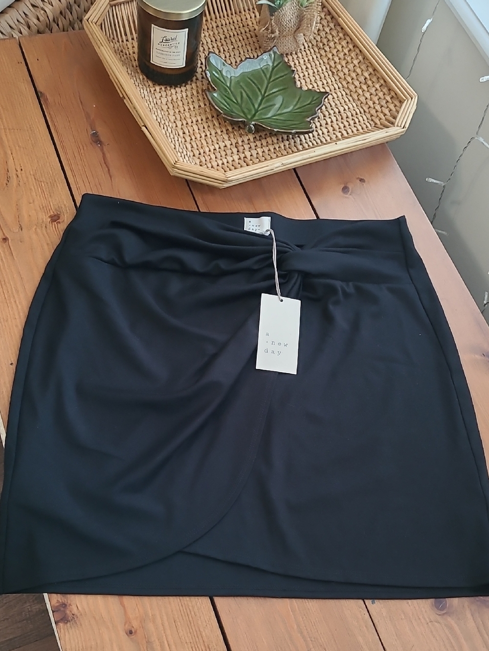 A New Day Knot Front Wrap Mini Skirt